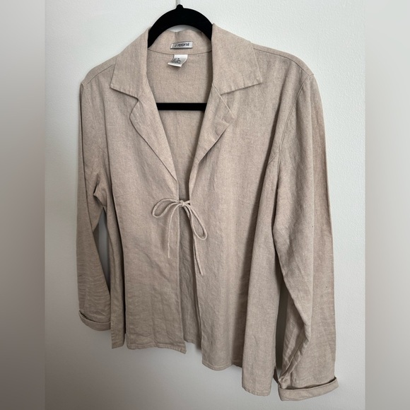 90s vintage FRIENDS Beige Linen-Cotton Blend Blouse - Picture 4 of 5